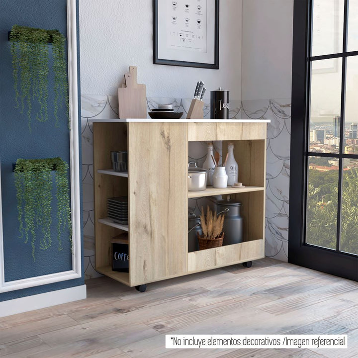 Mesón de Cocina Color Duna y Blanco Para Cocina