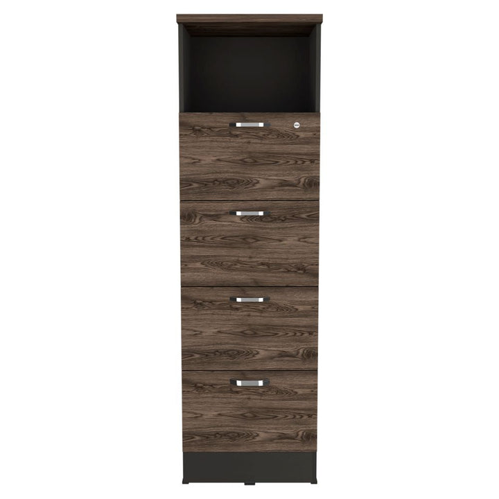 Archivador Home Office Color Negro Soft y Coñac Para Oficina