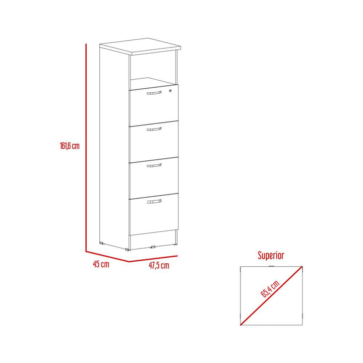 Archivador Home Office Color Negro Soft y Coñac Para Oficina