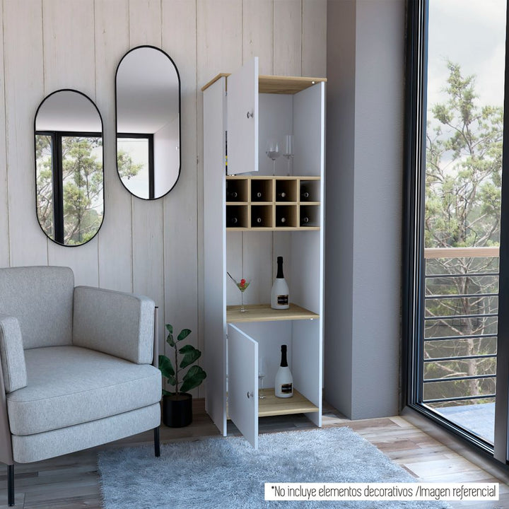 Bar BI Color Blanco y Duna Para Sala De Estar