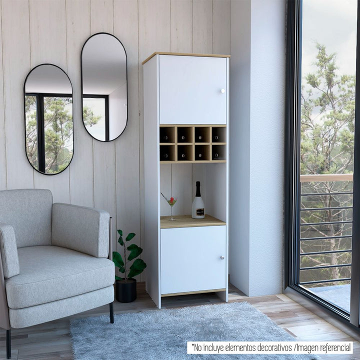 Bar BI Color Blanco y Duna Para Sala De Estar