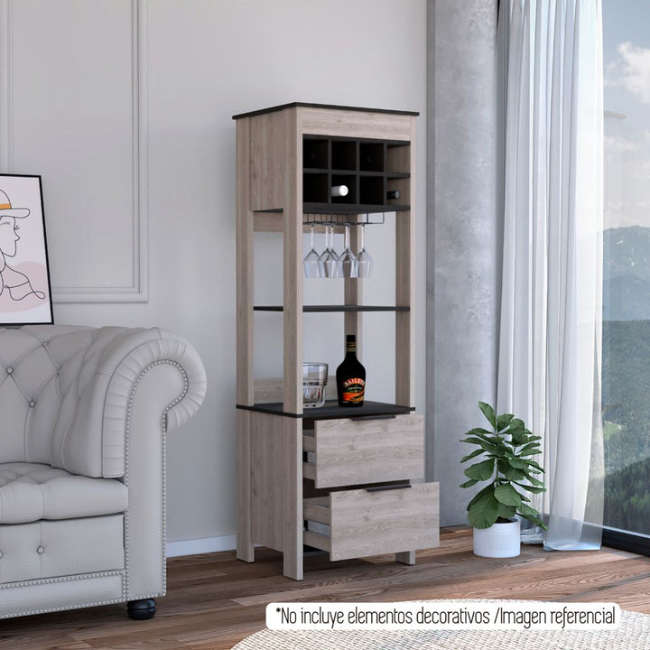 Bar BI Color Ceniza y Wengue Para Sala De Estar