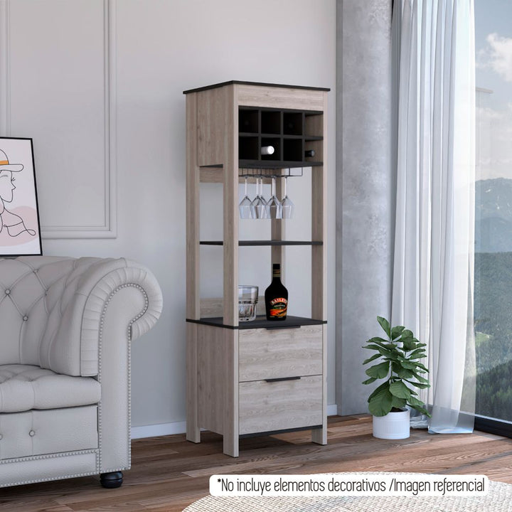 Bar BI Color Ceniza y Wengue Para Sala De Estar