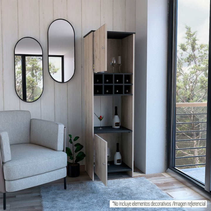 Bar BI Color Ceniza y Wengue Para Sala De Estar