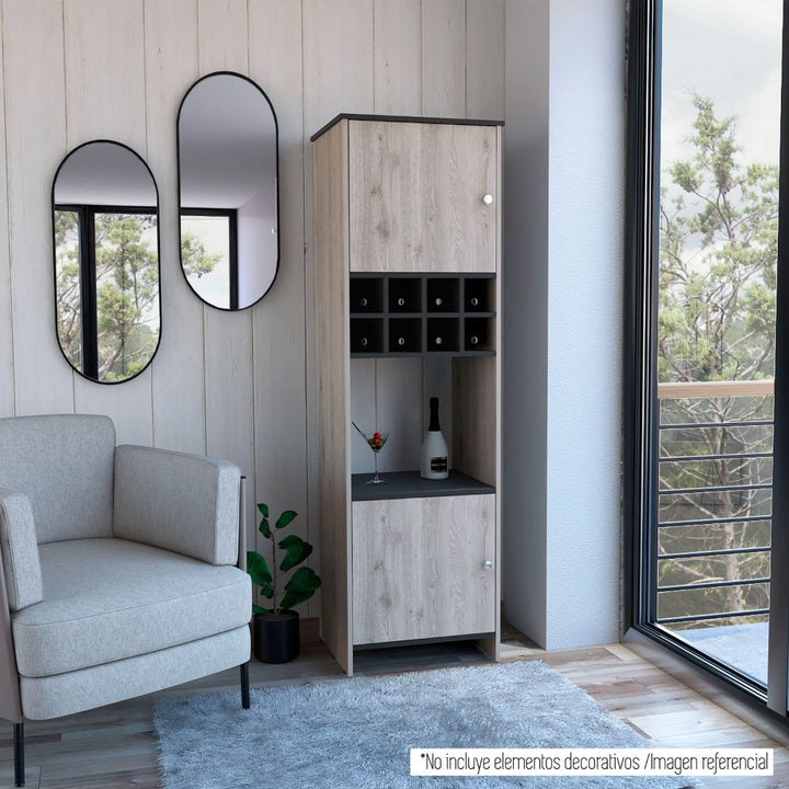 Bar BI Color Ceniza y Wengue Para Sala De Estar