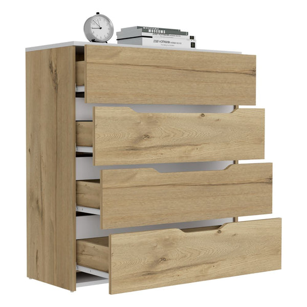 Cómoda Z Color Duna y Blanco Para Dormitorio