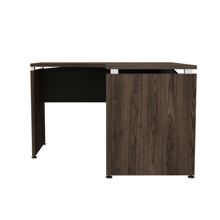 Escritorio en forma de L Color Home Office Negro Soft y Coñac Para Oficina