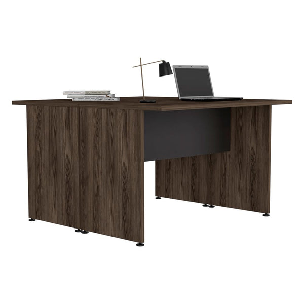 Mesa Escritorio Doble Home Office Color Negro Soft y Coñac Para Oficina