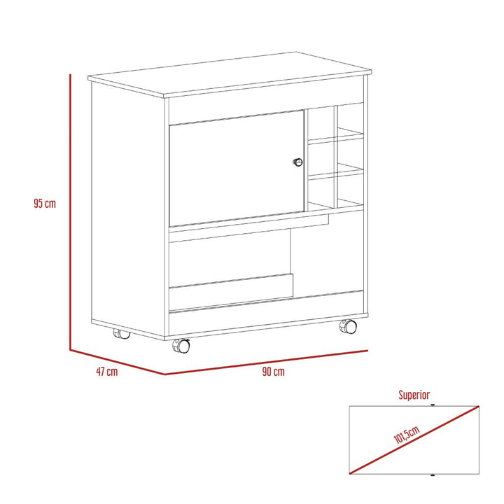 Bar BI Color Blanco y Duna Para Sala De Estar