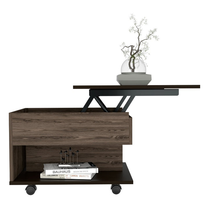 Mesa Funcional 5G Color Coñac y Wengue Para Sala De Estar