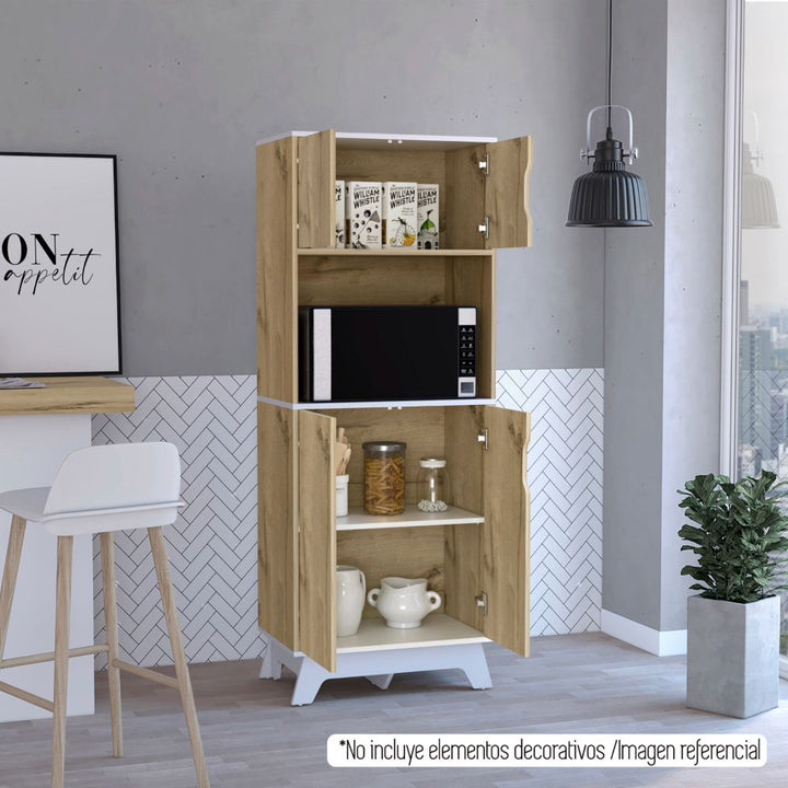 Mueble de Microondas Alto BI Color Duna y Blanco Para Cocina