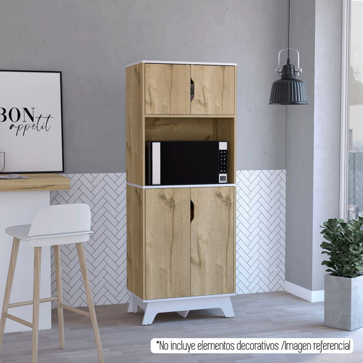 Mueble de Microondas Alto BI Color Duna y Blanco Para Cocina