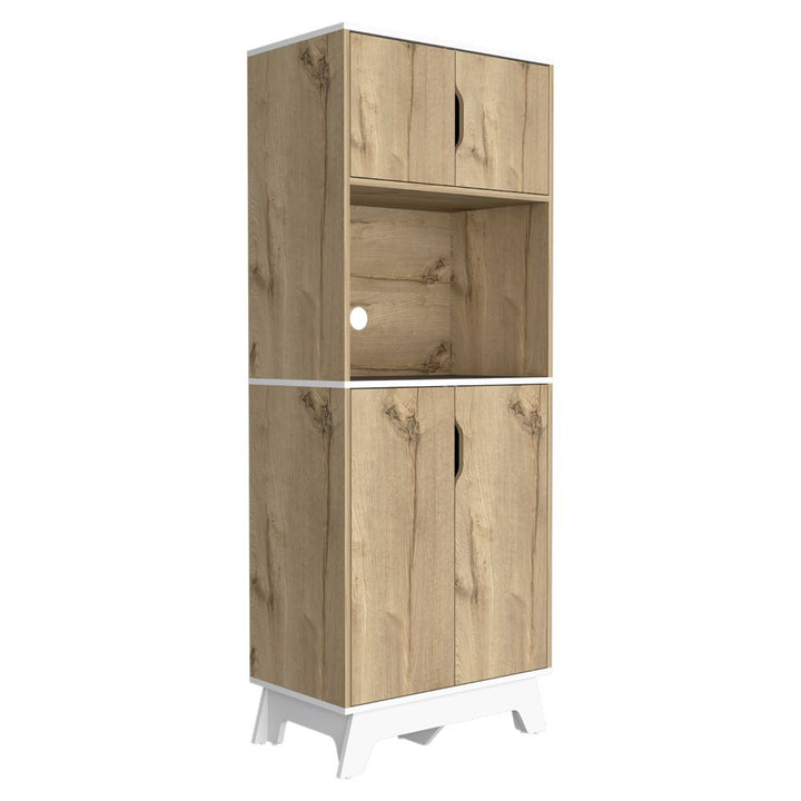 Mueble de Microondas Alto BI Color Duna y Blanco Para Cocina