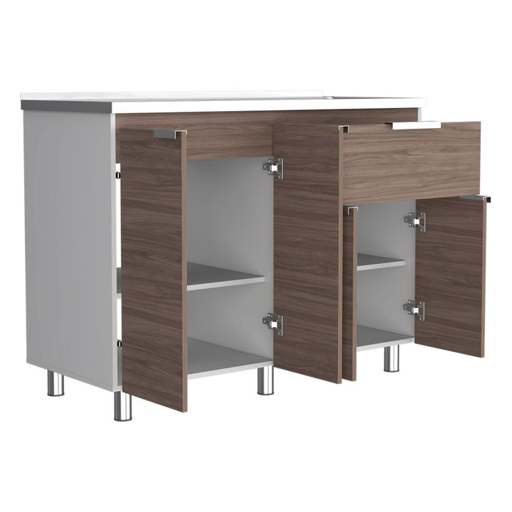 Mueble Inferior Fendi Color Blanco Marqueza y Castaño Para Cocina